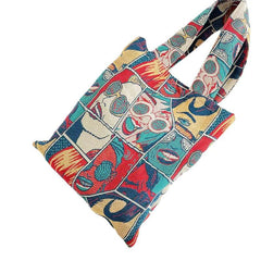 Anime Pattern Stitching Shoulder Bag Large Capacity Stylish Niche Shopping Bag