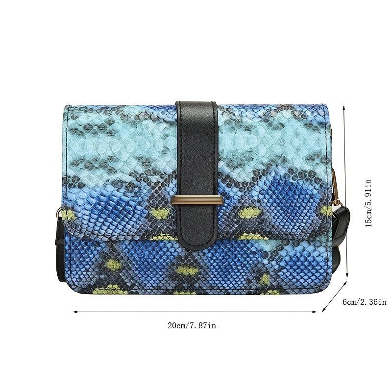 Colorful Snake Skin Pattern Shoulder Bag Classic Flap Bag
