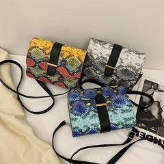 Colorful Snake Skin Pattern Shoulder Bag Classic Flap Bag