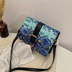Colorful Snake Skin Pattern Shoulder Bag Classic Flap Bag