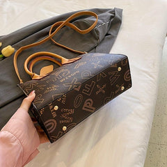 Letter Print Tote Bag Vintage Crossbody Satchel for Women