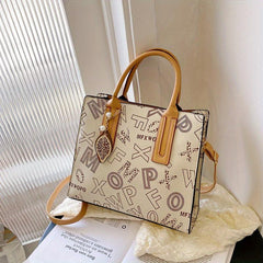 Letter Print Tote Bag Vintage Crossbody Satchel for Women