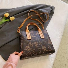 Letter Print Tote Bag Vintage Crossbody Satchel for Women