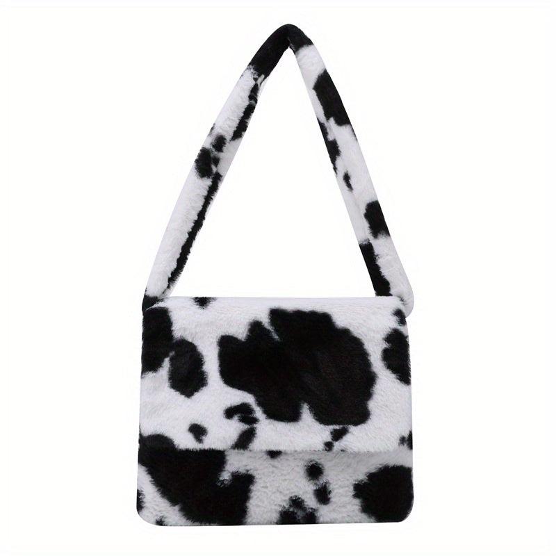 Leopard Pattern Plush Shoulder Bag Large Capacity Casual Bag