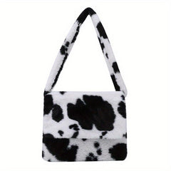 Leopard Pattern Plush Shoulder Bag Large Capacity Casual Bag