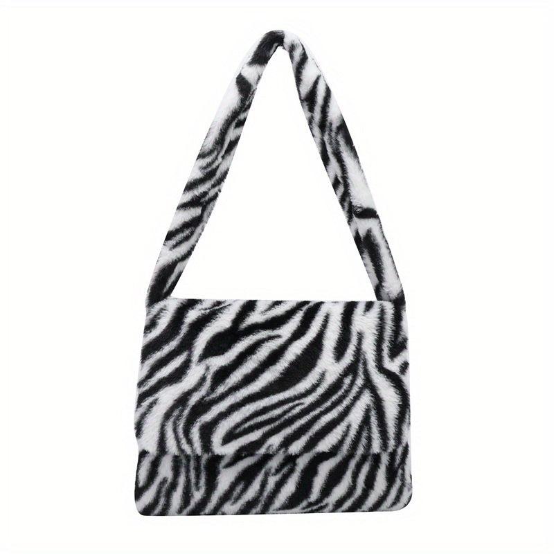 Leopard Pattern Plush Shoulder Bag Large Capacity Casual Bag