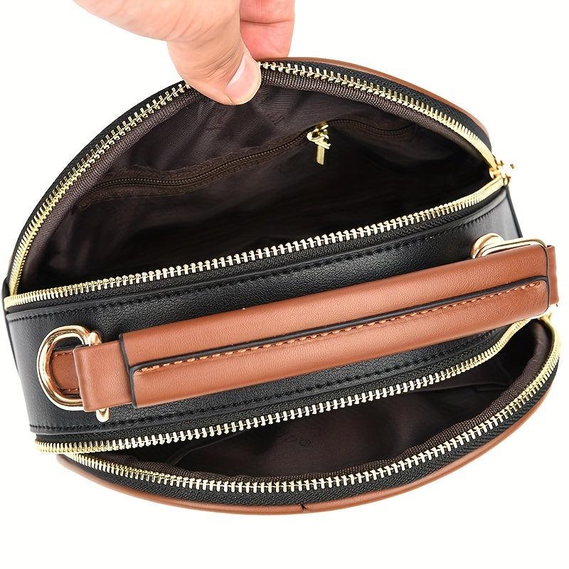 Crocodile Pattern Handbag Women's Crossbody Bag with Wide Strap