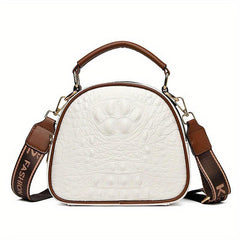Crocodile Pattern Handbag Women's Crossbody Bag with Wide Strap