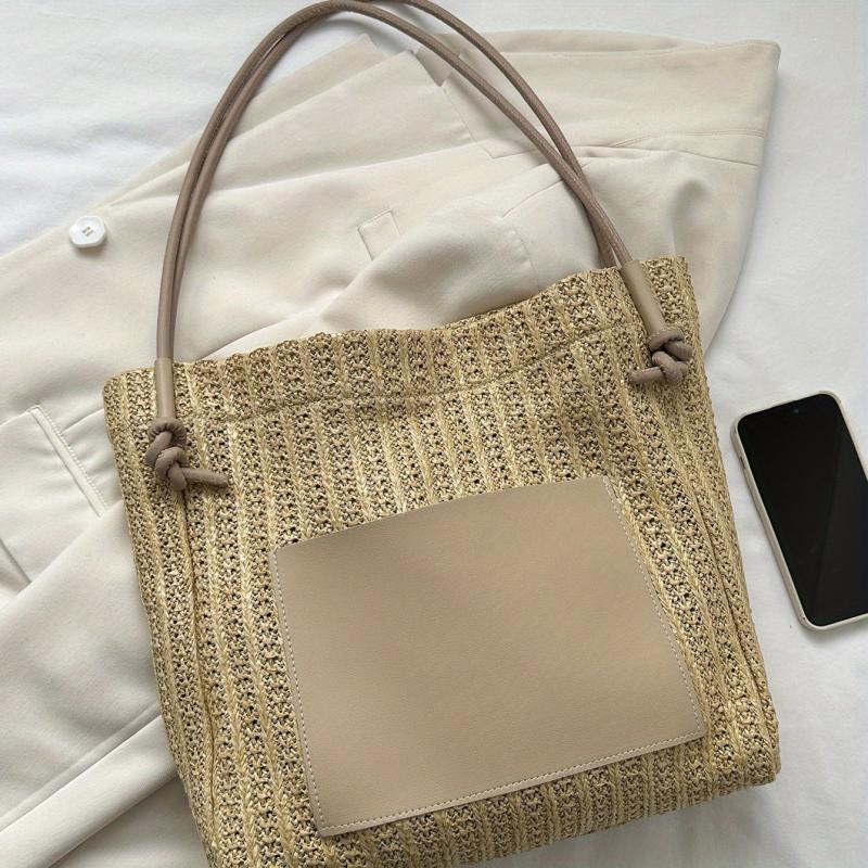 Straw Stitching Tote Bag Women's Woven Shoulder Bag