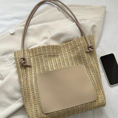 Straw Stitching Tote Bag Women's Woven Shoulder Bag