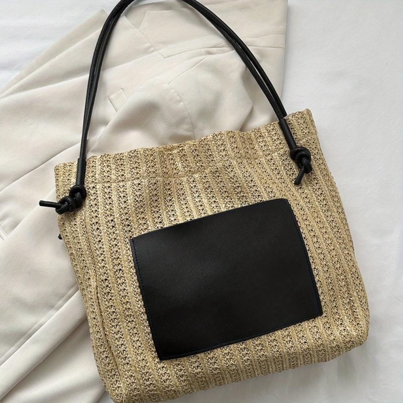 Straw Stitching Tote Bag Women's Woven Shoulder Bag