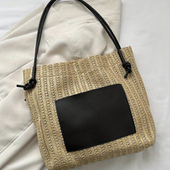 Straw Stitching Tote Bag Women's Woven Shoulder Bag
