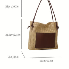 Straw Stitching Tote Bag Women's Woven Shoulder Bag