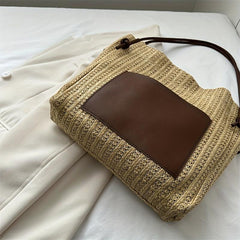 Straw Stitching Tote Bag Women's Woven Shoulder Bag