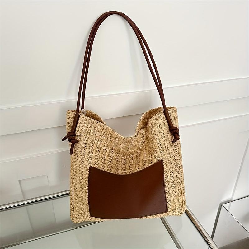 Straw Stitching Tote Bag Women's Woven Shoulder Bag