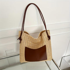 Straw Stitching Tote Bag Women's Woven Shoulder Bag