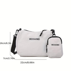 Canvas Crossbody Bag With Coin Purse Letter Graphic Shoulder Bag