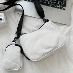 Canvas Crossbody Bag With Coin Purse Letter Graphic Shoulder Bag