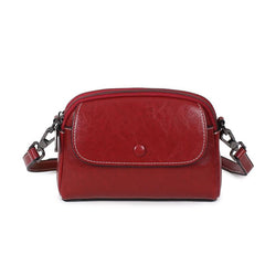 Solid Leather Crossbody Shoulder Bag Small Flap Purse