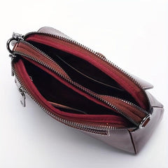 Solid Leather Crossbody Shoulder Bag Small Flap Purse