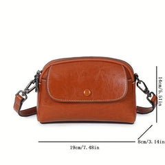 Solid Leather Crossbody Shoulder Bag Small Flap Purse