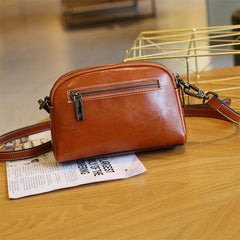 Solid Leather Crossbody Shoulder Bag Small Flap Purse