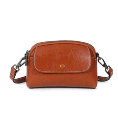 Solid Leather Crossbody Shoulder Bag Small Flap Purse