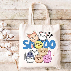Colorful Animal Print Shoulder Bag Large Capacity Canvas Tote Bag
