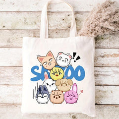Colorful Animal Print Shoulder Bag Large Capacity Canvas Tote Bag