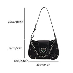 Y2K Shoulder Bag Rivet Underarm Bag Women's Casual Punk Handbag & Purse