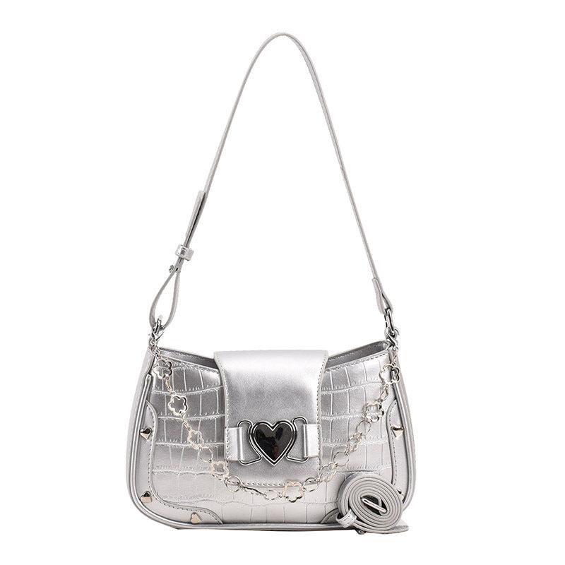 Y2K Shoulder Bag Rivet Underarm Bag Women's Casual Punk Handbag & Purse