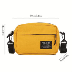 Patch Letter Canvas Shoulder Bag Zipper Crossbody Bag
