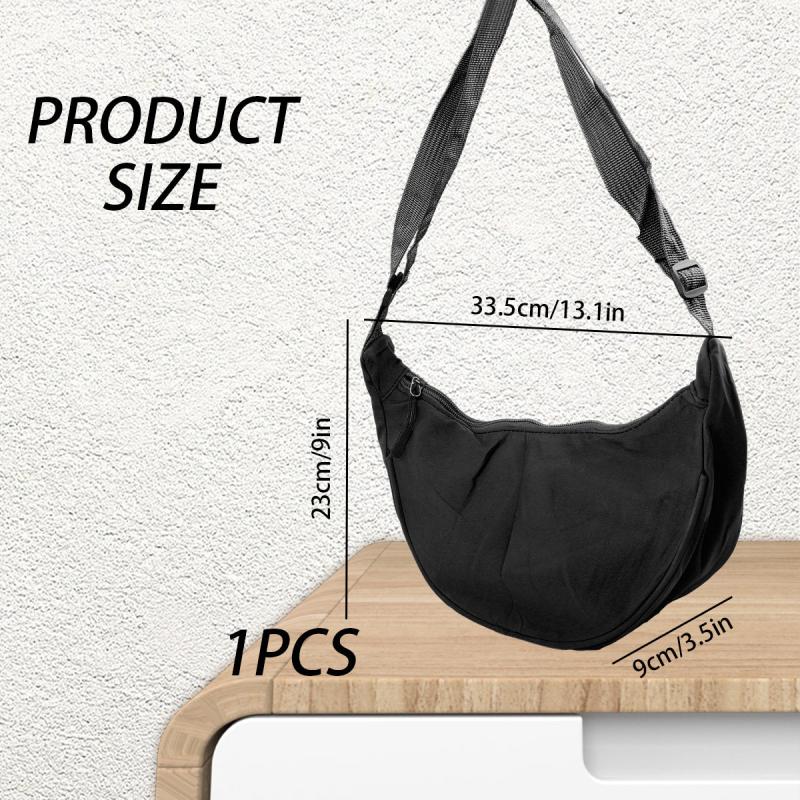 Large Capacity Solid Zipper Crossbody Bag All Match Causal Bag