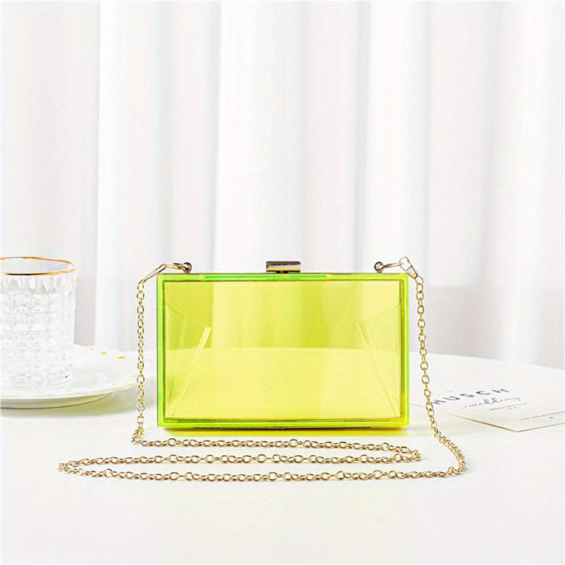Clear Frame Metal Chain Crossbody Bag Acrylic Transparent Box Bag