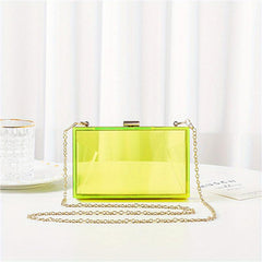 Clear Frame Metal Chain Crossbody Bag Acrylic Transparent Box Bag