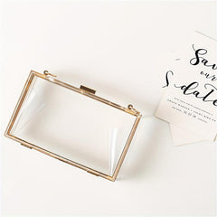 Clear Frame Metal Chain Crossbody Bag Acrylic Transparent Box Bag