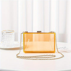 Clear Frame Metal Chain Crossbody Bag Acrylic Transparent Box Bag