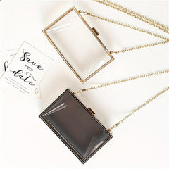 Clear Frame Metal Chain Crossbody Bag Acrylic Transparent Box Bag