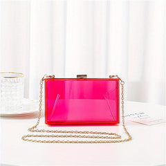 Clear Frame Metal Chain Crossbody Bag Acrylic Transparent Box Bag