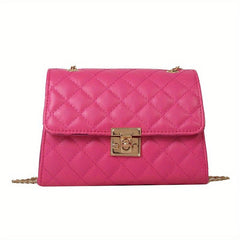 Square Chain Shoulder Bag Argyle Pattern Turn Lock