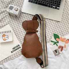 Cartoon Dog Crossbody Bag Faux Leather Sling Animal Chest Bag