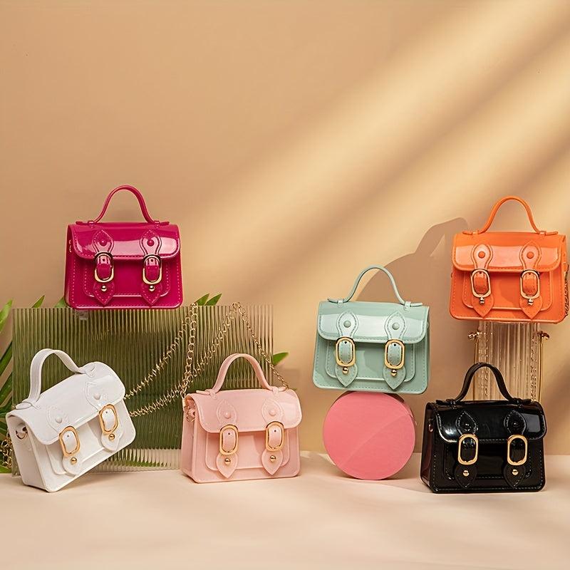 Flap Buckle Crossbody Chain Bag with Top Handle
