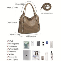 Vintage Large Capacity Hobo Bag Top Handle Satchel Tote