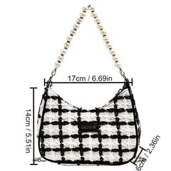 Plaid Pattern Felt Hobo Bag Retro Shoulder Purse & Handbag