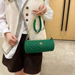 Quilted Duffel Bag with Metal Tree Decor Shoulder Bag