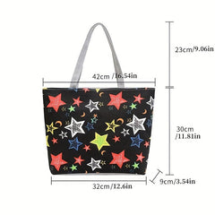 Floral Print Tote Bag Large Capacity Canvas Handbag Women's Shoulder Bag