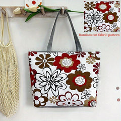 Floral Print Tote Bag Large Capacity Canvas Handbag Women's Shoulder Bag