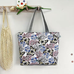 Floral Print Tote Bag Large Capacity Canvas Handbag Women's Shoulder Bag
