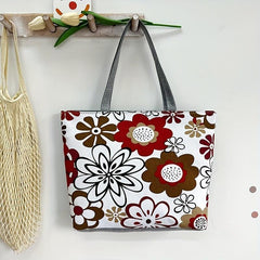 Floral Print Tote Bag Large Capacity Canvas Handbag Women's Shoulder Bag