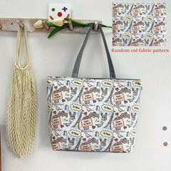 Floral Print Tote Bag Large Capacity Canvas Handbag Women's Shoulder Bag